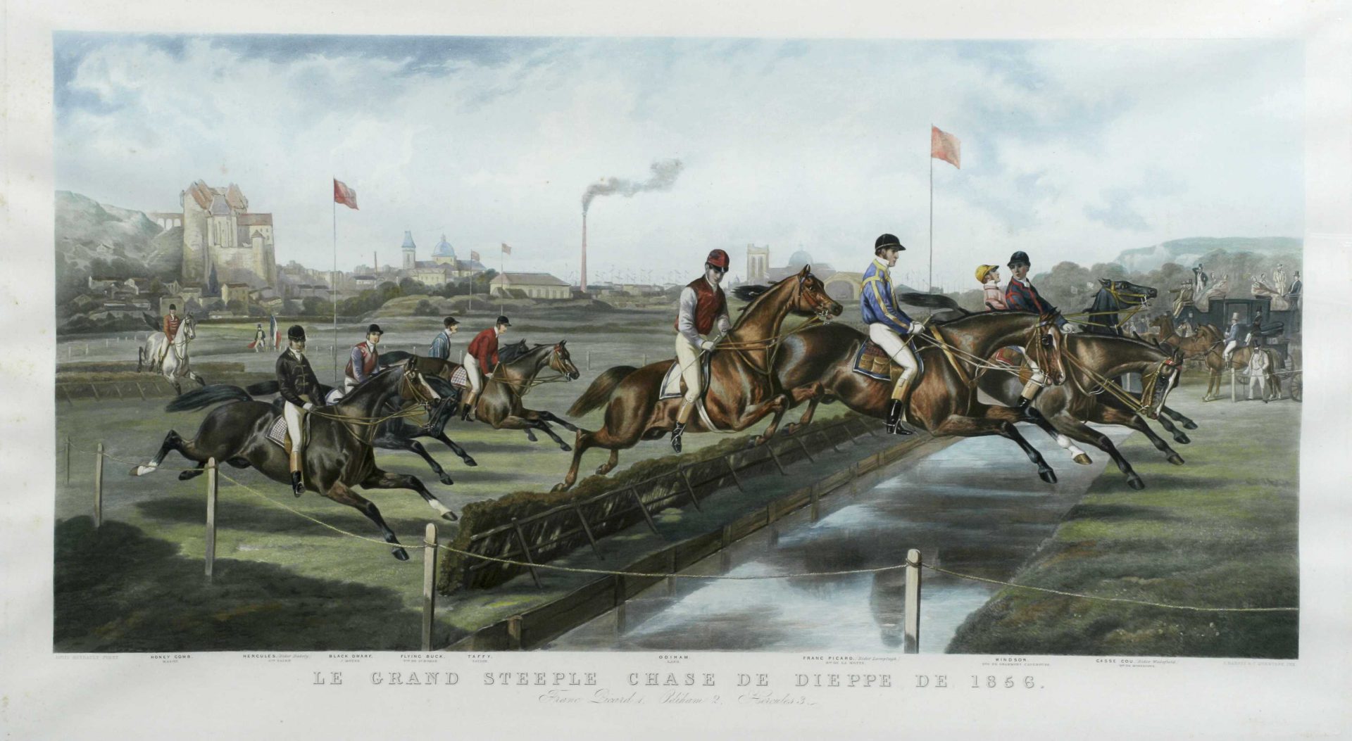 Louis Heyrault, Le grand steeple-chase de Dieppe de 1856, lithographie
