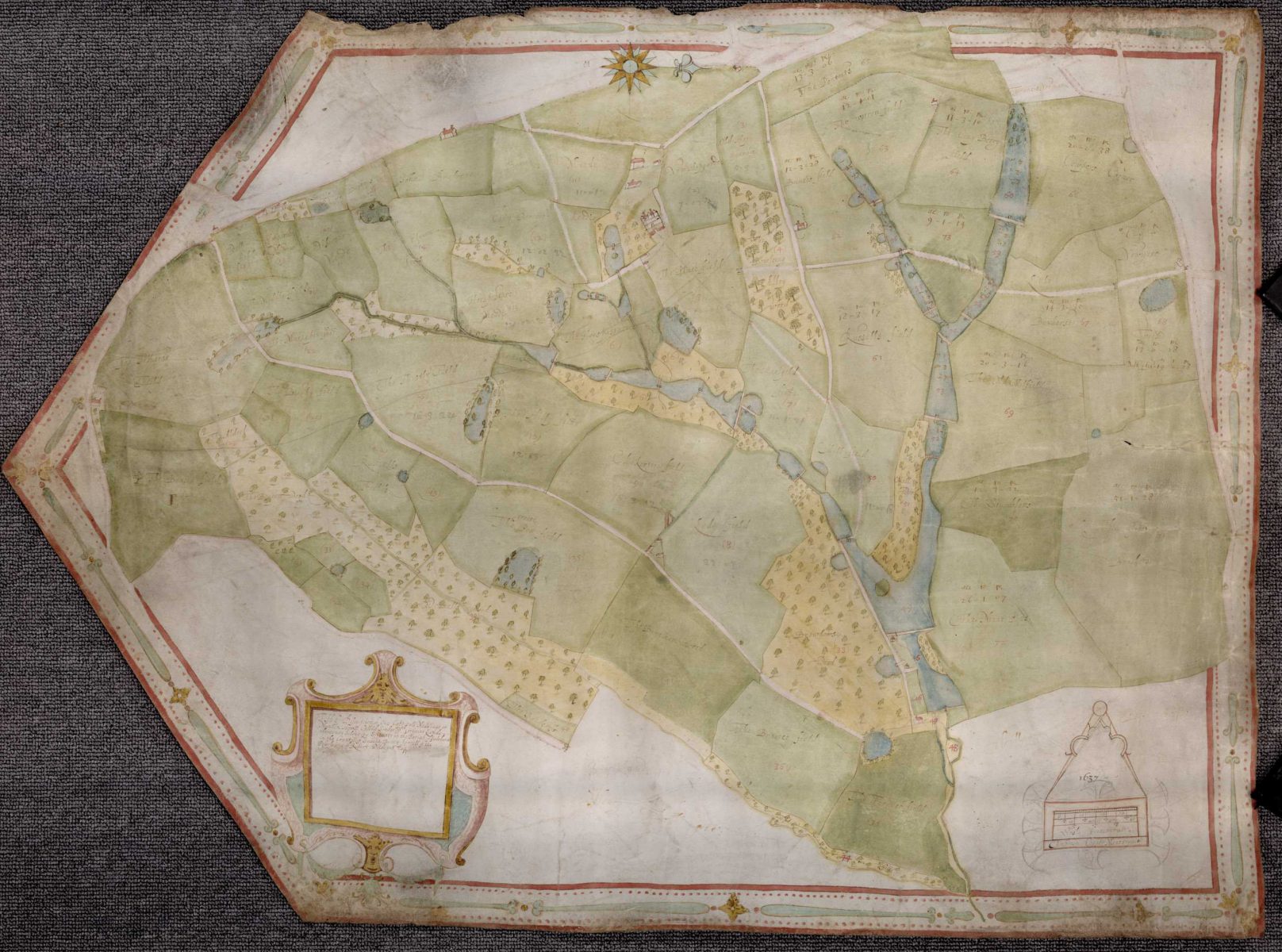 Carte de la manse principale de Robert Wildgoose nommée Iridge à Salehurst par Ambrose Cogger