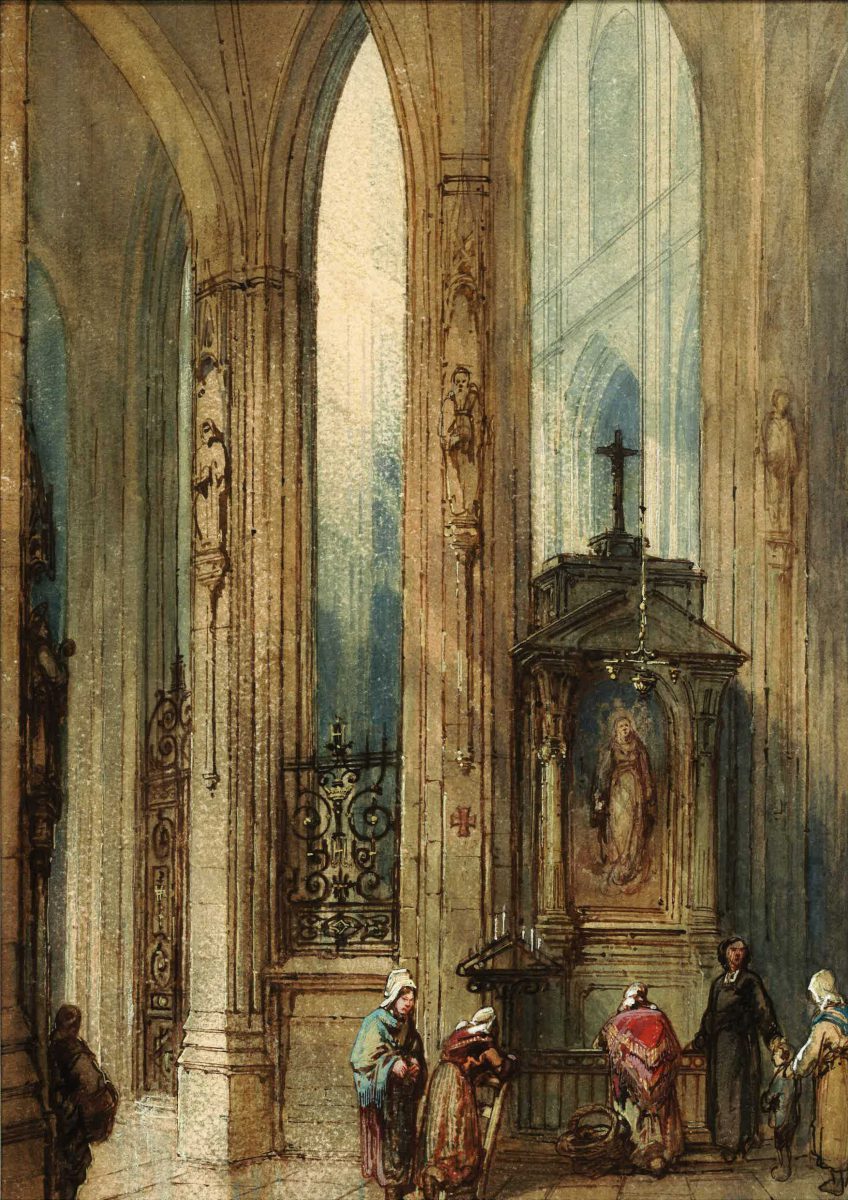 Abbatiale de Fécamp, aquarelle de Paul Marny