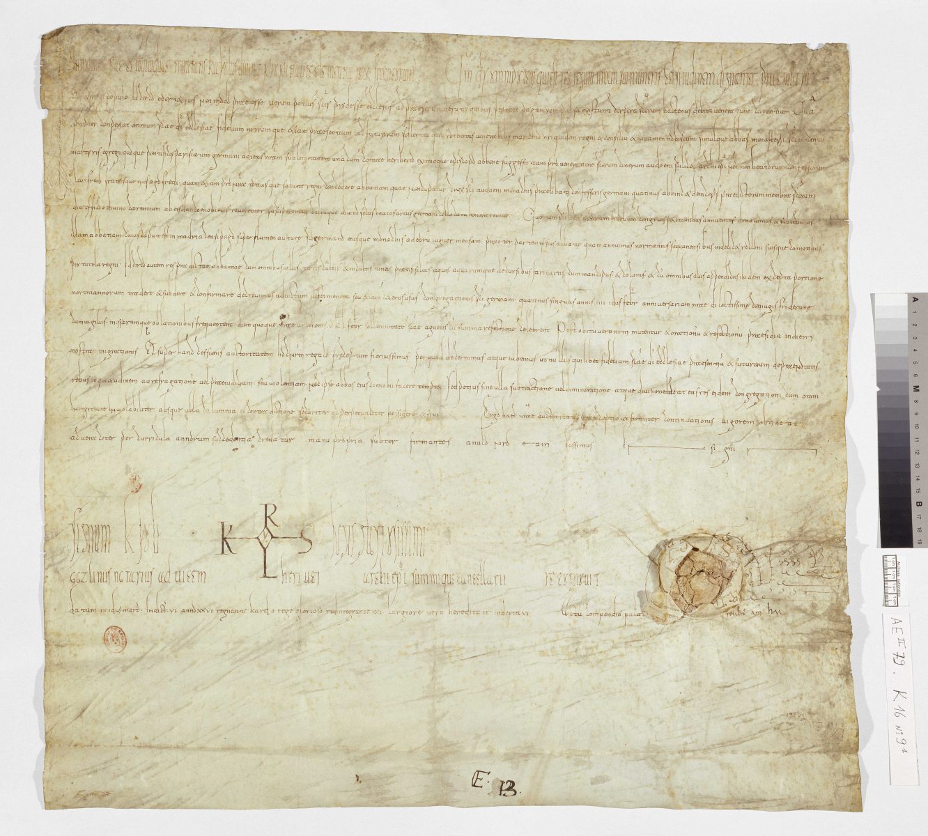 Charter of Charles the Simple in favour of the Abbey of St-Germain-des-Prés