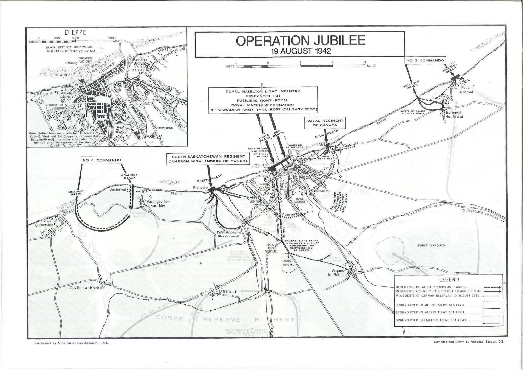 Récit du Raid de Dieppe (Opération Jubilé) par Roger Rothwell, employé du Conseil Municipal de Newhaven, publié conjointement par le Conseil municipal de Newhaven et le Conseil Régional du Comté du Sussex de l’Est pour marquer le cinquantième anniversaire