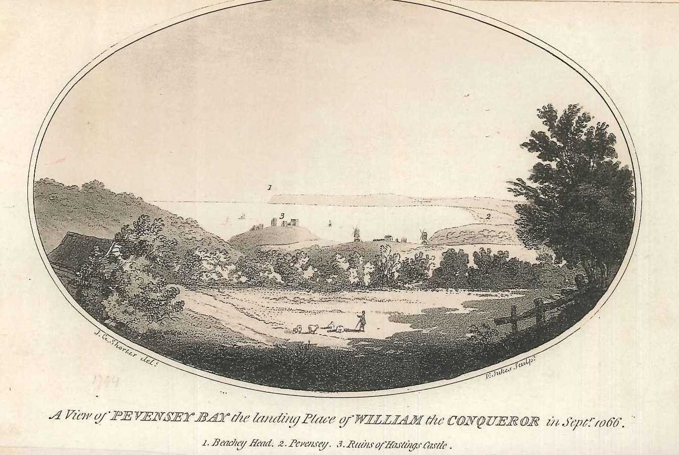 La baie de Pevensey, gravure de Francis Jukes