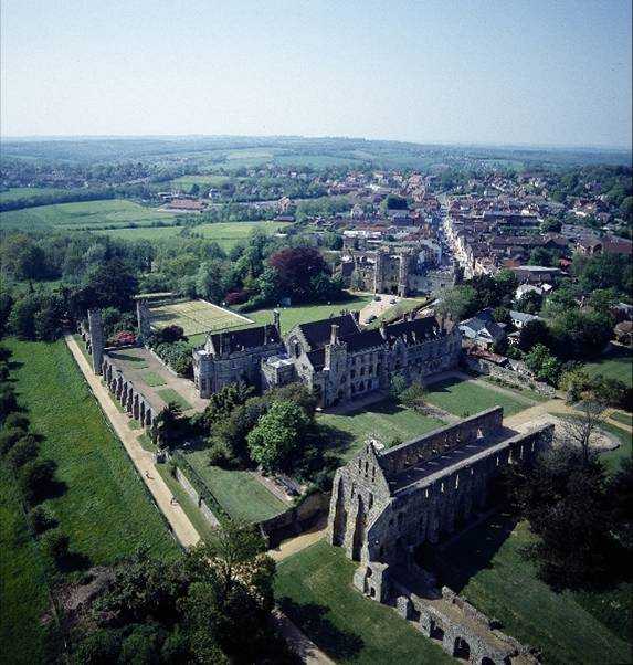 South west view of Battle Abbey.  Engraving by S and N Buck