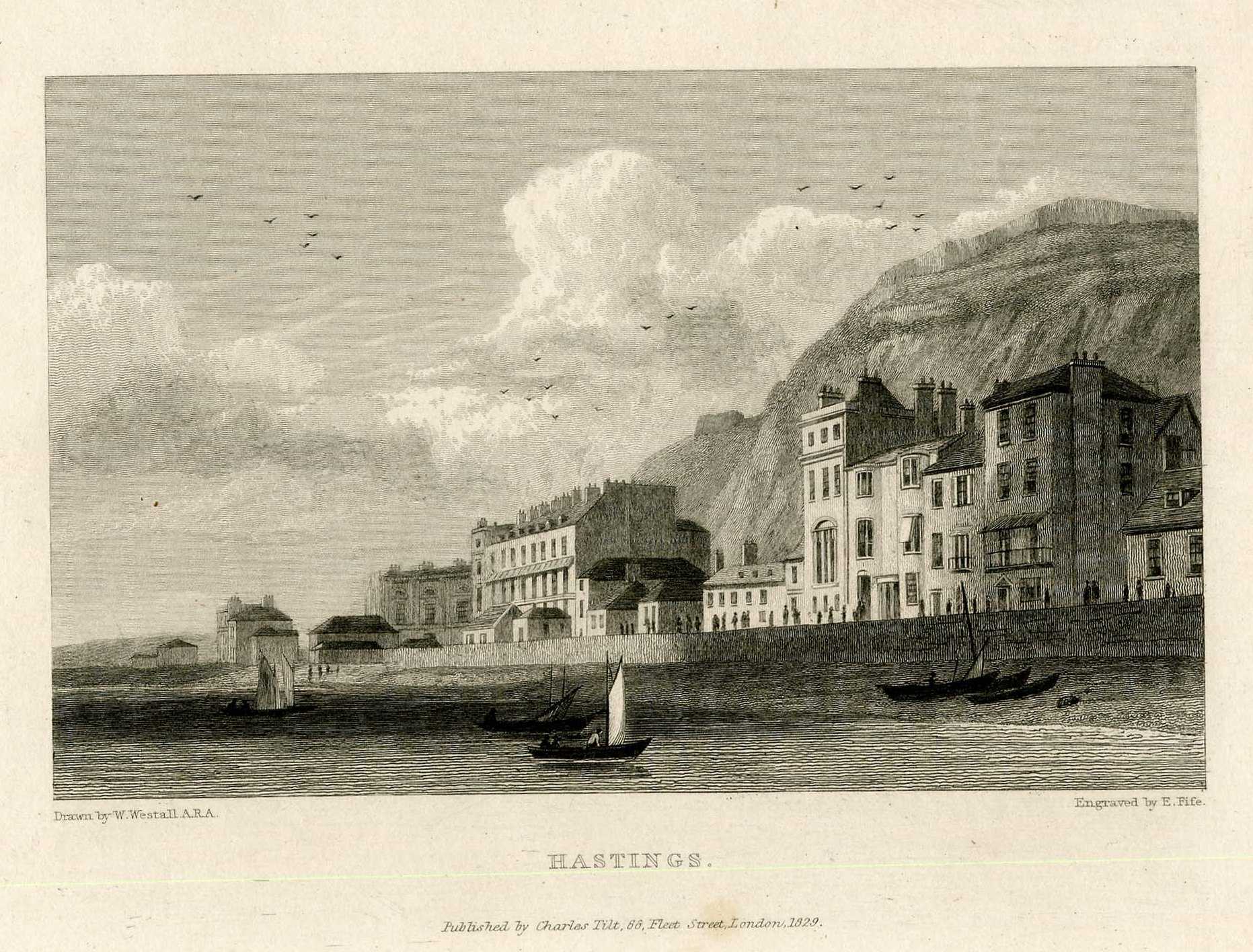 An engraving of Hastings Castle by Page