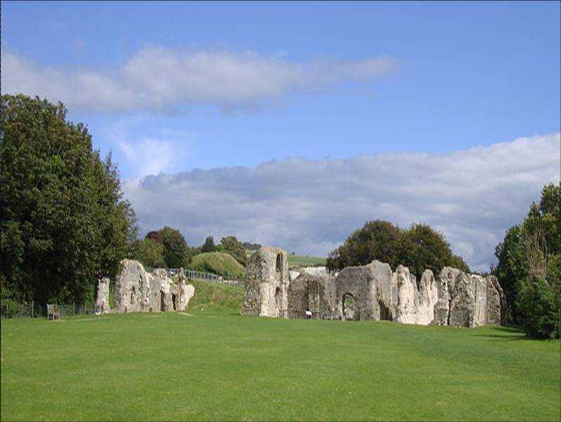 South view of Lewes priory and castle engraved by S and N Buck