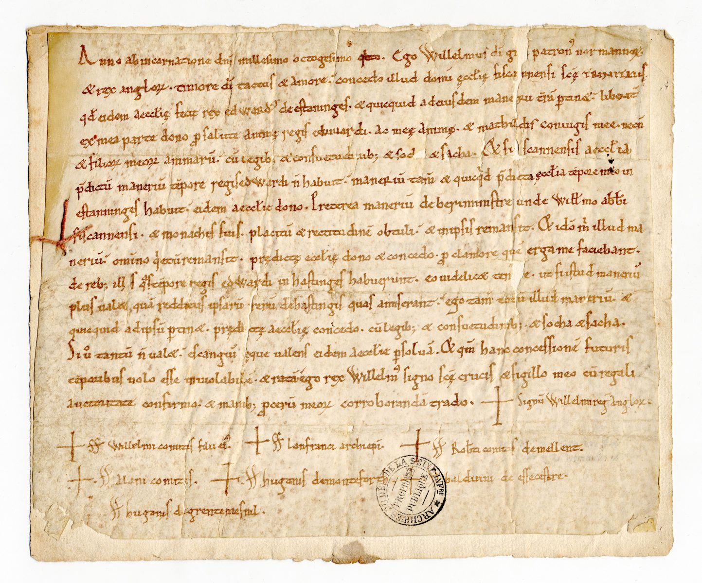 Confirmation charter of William the Conqueror to Fécamp Abbey of Steyning