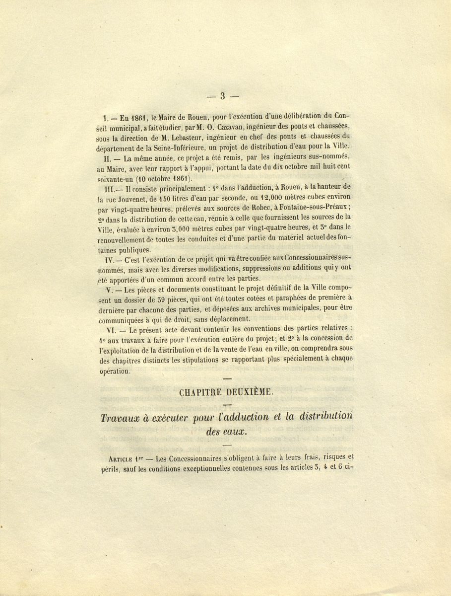 Traité entre la ville de Rouen et MM. Easton, Rivolta et Green pour l’établissement d’une distribution d’eau, 26 août 1864